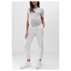 ASOS Maternity Striped Linen Slim Cigarette pants